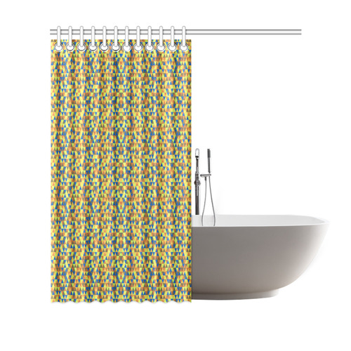 Blue and yellow mini rectangles Shower Curtain 69"x70"
