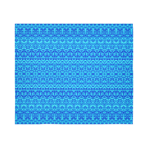 Abstract Blue Damask Cotton Linen Wall Tapestry 60"x 51"