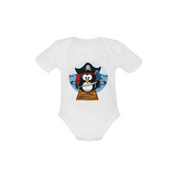 Cute Pirate Penguin Baby Powder Organic Short Sleeve One Piece (Model T28)