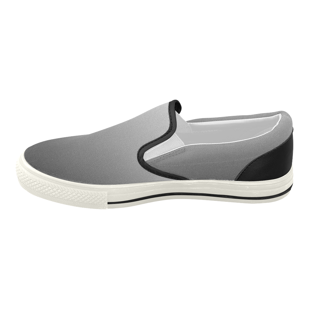 Black Silver and White Ombre Women's Slip-on Canvas Shoes (Model 019)