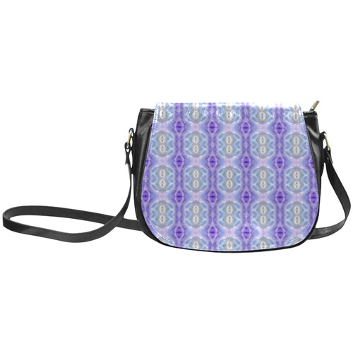 Light Blue Purple White Girly Pattern Classic Saddle Bag/Large (Model 1648)
