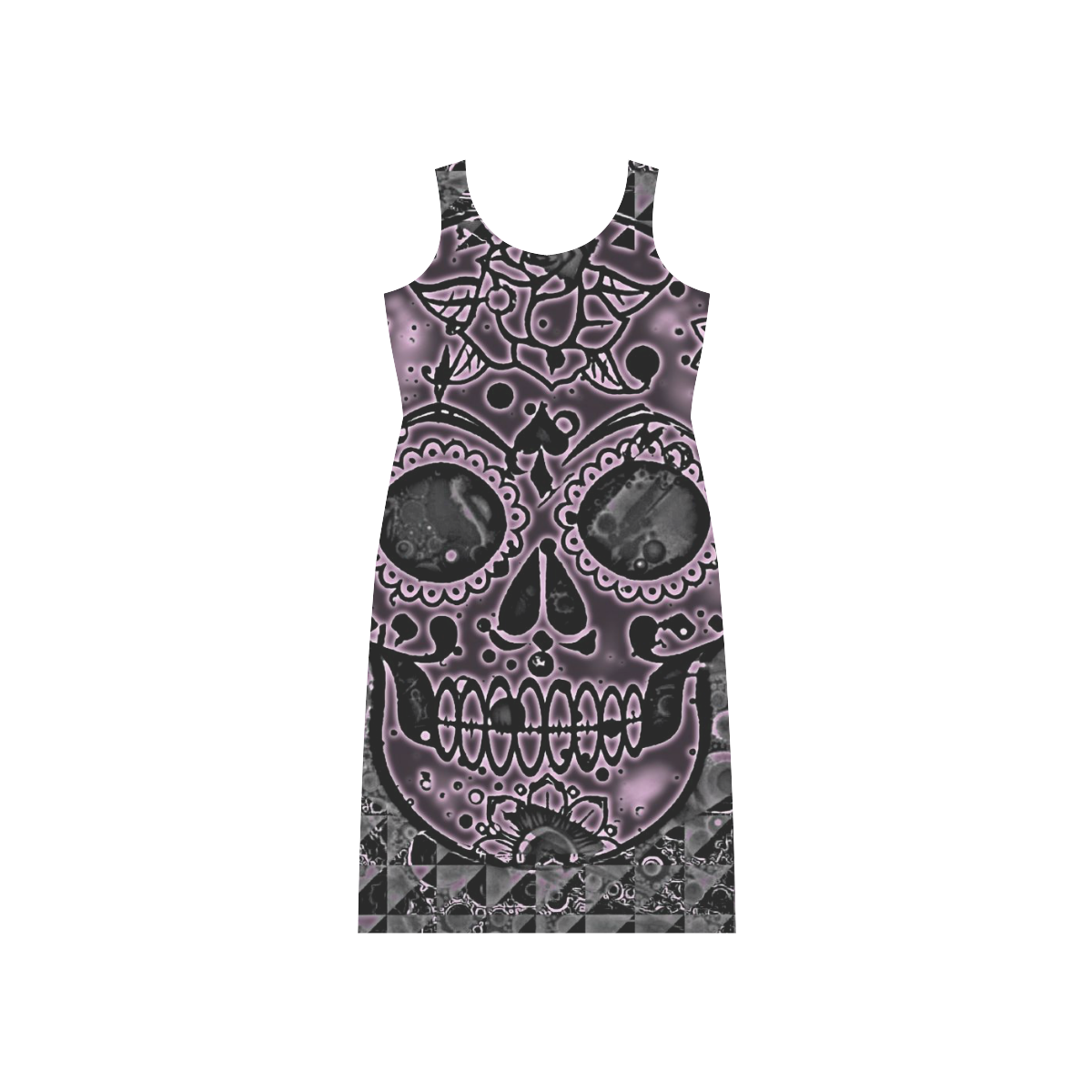 skull pink Phaedra Sleeveless Open Fork Long Dress (Model D08)