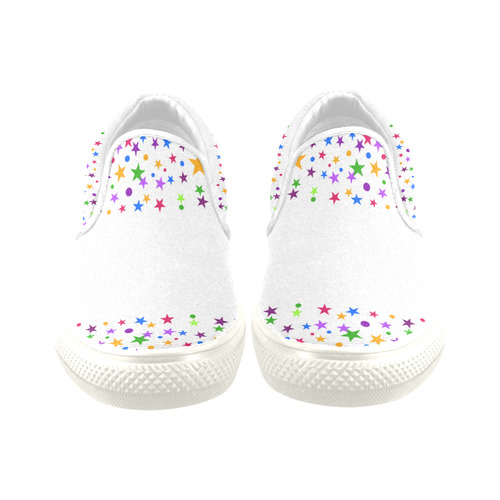 Colorful stars Women's Unusual Slip-on Canvas Shoes (Model 019)