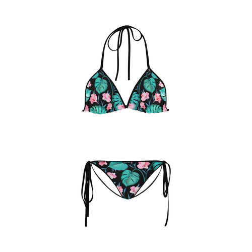 Watercolor Tropical Floral Leaf Nature Pattern Custom Bikini Swimsuit