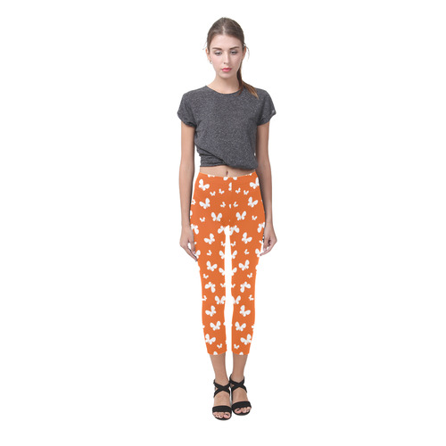 Cute orange Butterflies Capri Legging (Model L02)