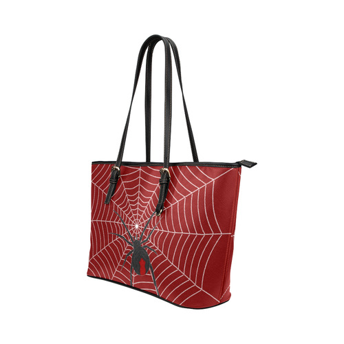 Red back spider - poison dangerous hunter Leather Tote Bag/Small (Model 1651)