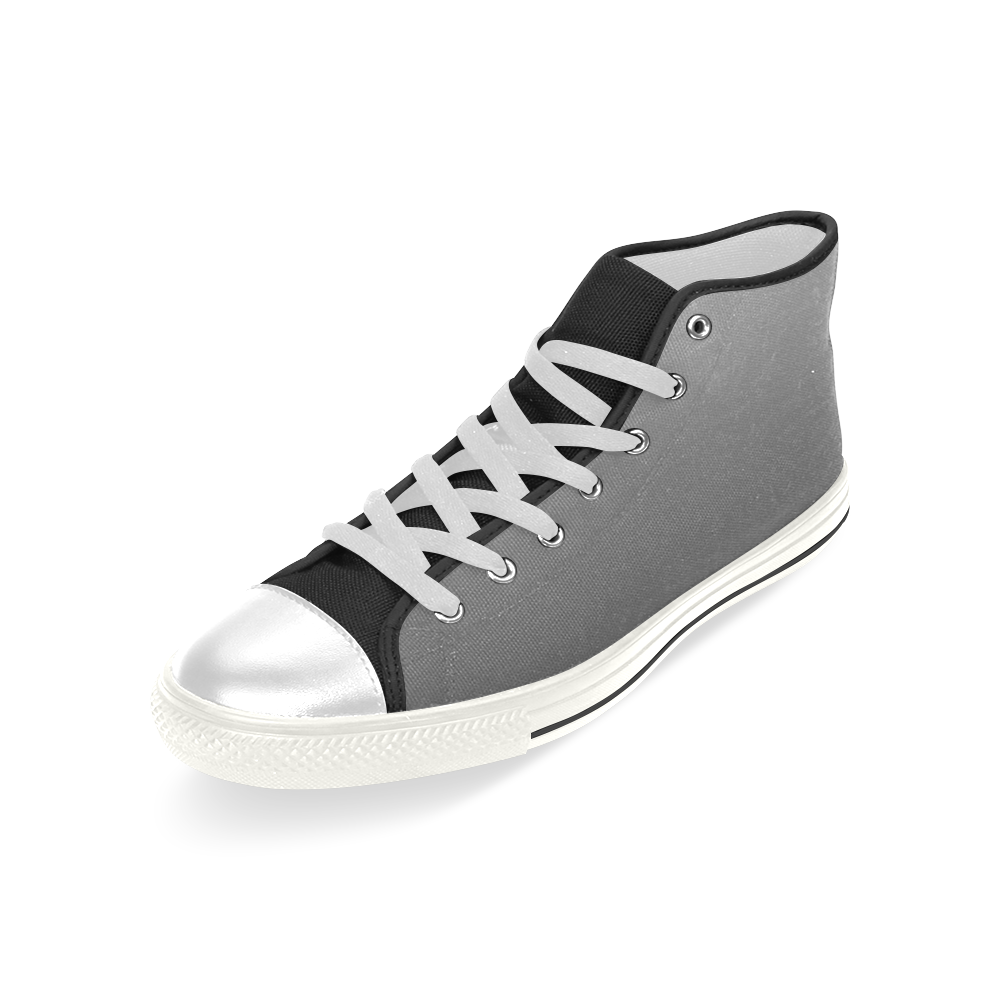 Black Silver and White Ombre Men’s Classic High Top Canvas Shoes (Model 017)