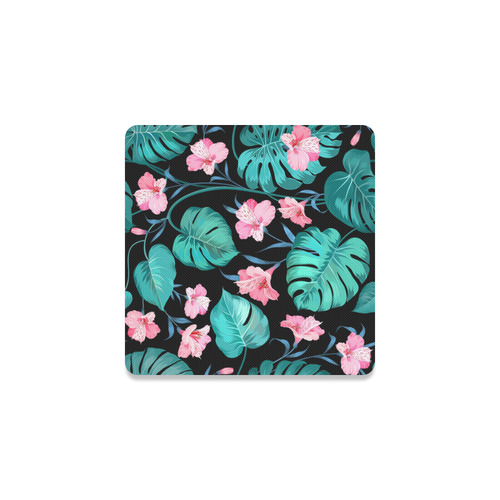 Watercolor Tropical Floral Leaf Nature Pattern Square Coaster