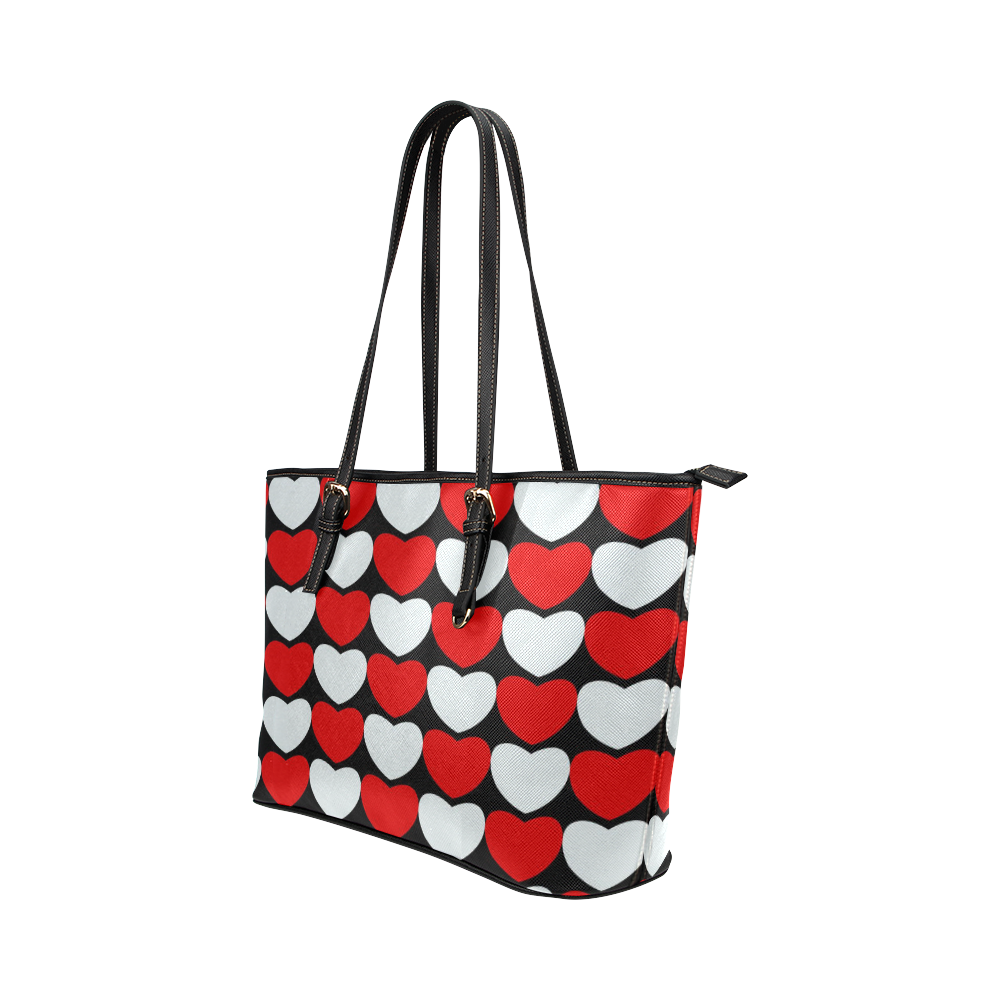 1000 Hearts Leather Tote Bag/Large (Model 1651)