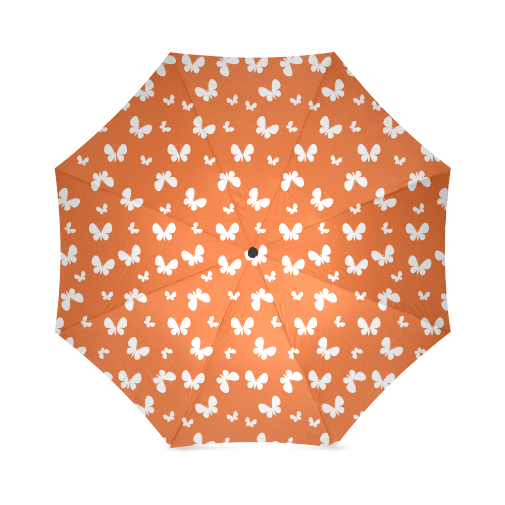 Cute orange Butterflies Foldable Umbrella (Model U01)