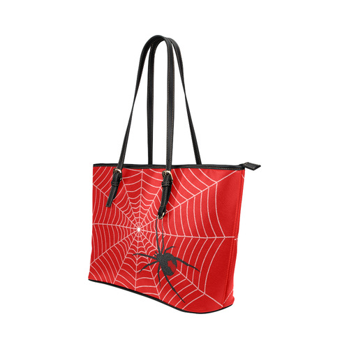 Red back spider - poison dangerous hunter Leather Tote Bag/Large (Model 1651)