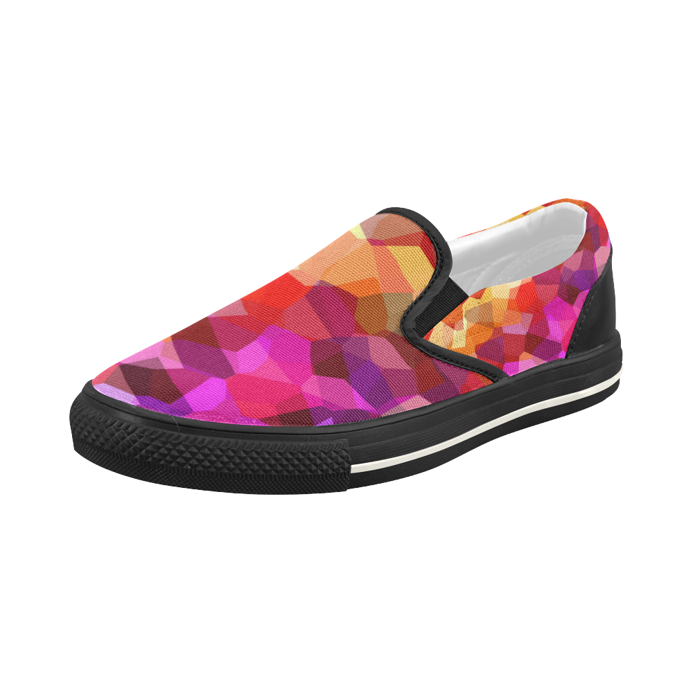 Geometric Fall Pattern Women's Slip-on Canvas Shoes (Model 019)