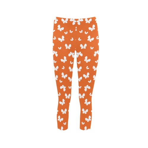 Cute orange Butterflies Capri Legging (Model L02)