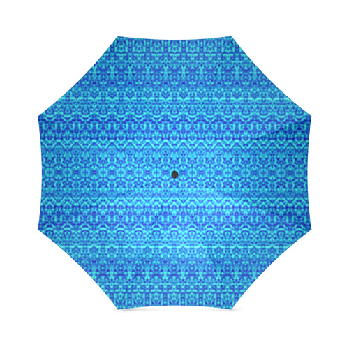 Abstract Blue Damask Foldable Umbrella (Model U01)