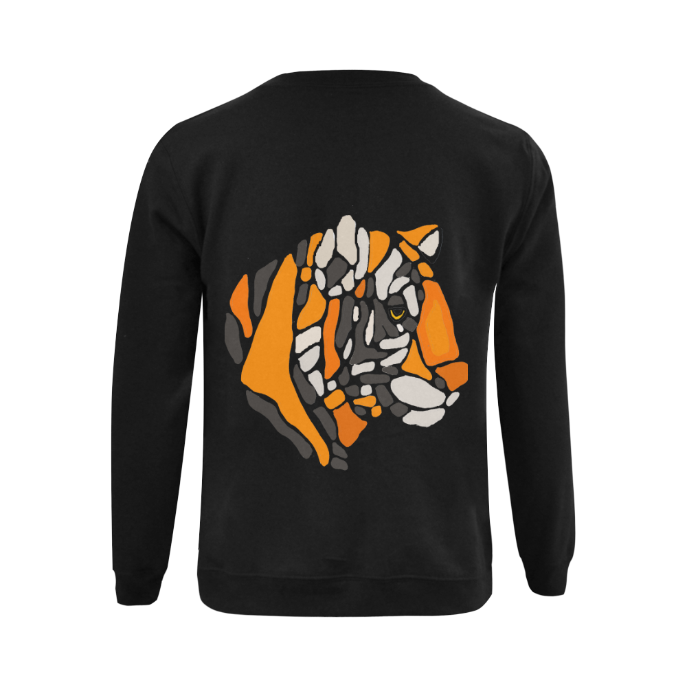 Cool Tiger Abstract Art Gildan Crewneck Sweatshirt(NEW) (Model H01)