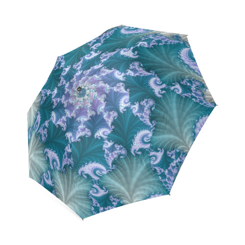 Floral spiral in soft blue on flowing fabric Foldable Umbrella (Model U01)
