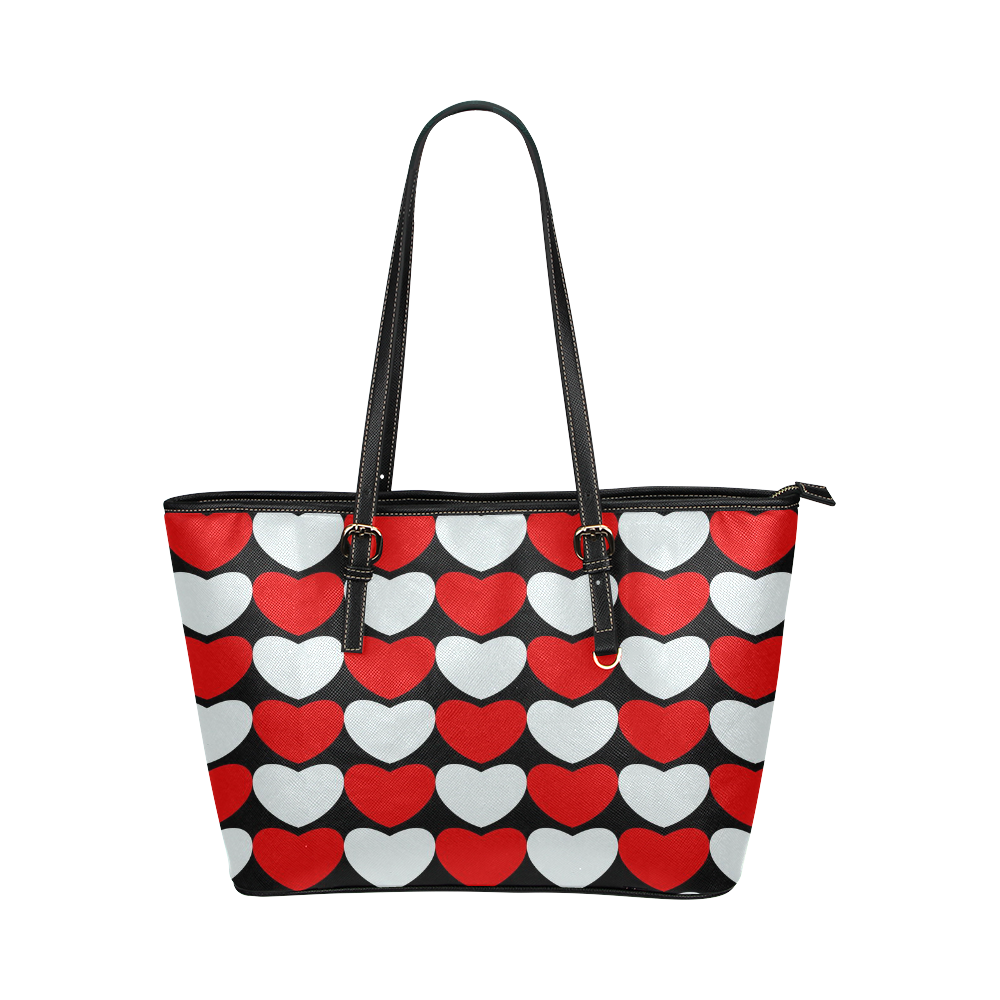 1000 Hearts Leather Tote Bag/Large (Model 1651)