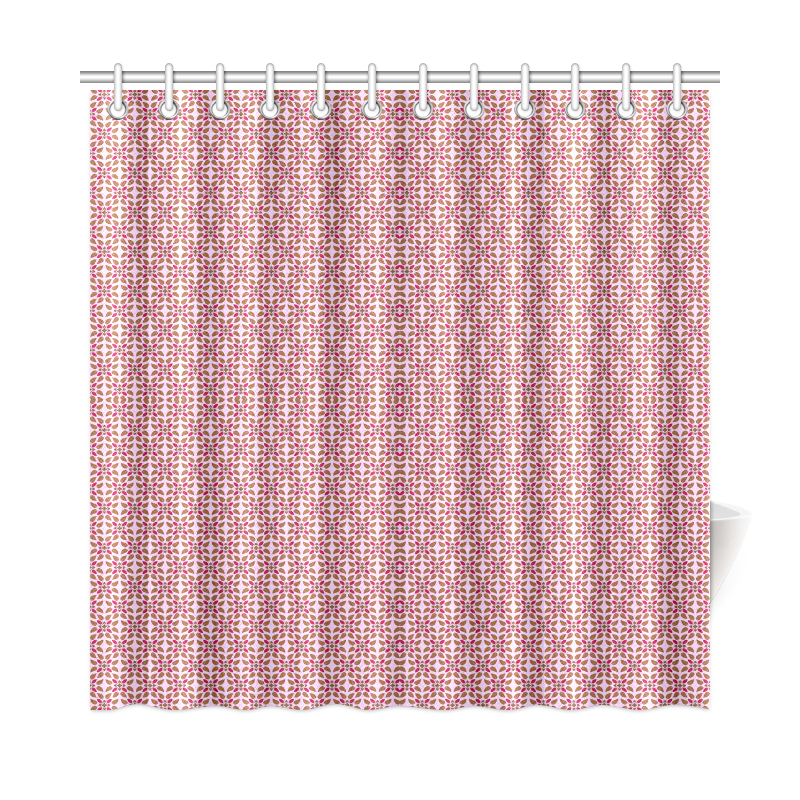 Retro Pink and Brown Pattern Shower Curtain 72"x72"