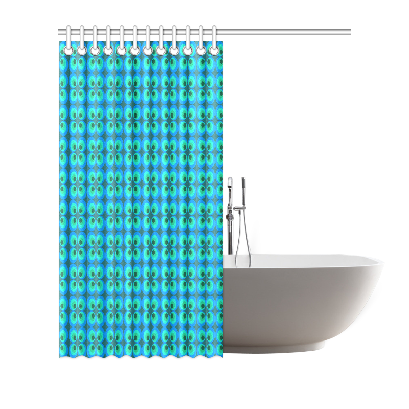 Blue and green retro circles Shower Curtain 72"x72"