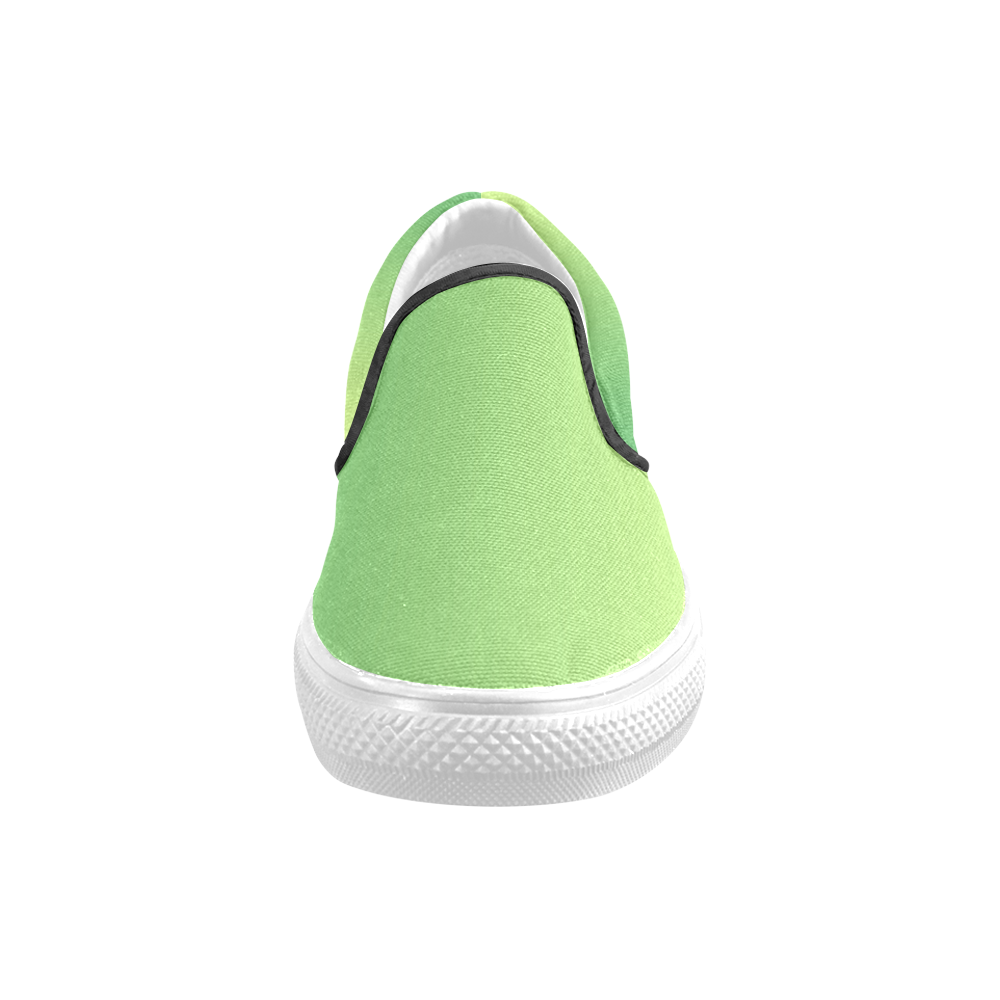 Yellow Green Ombre Men's Slip-on Canvas Shoes (Model 019)