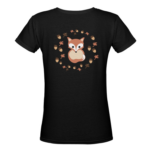 Fox in autumn Women's Deep V-neck T-shirt (Model T19)