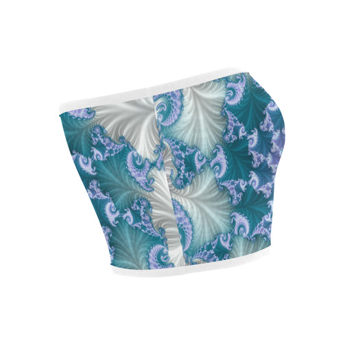 Floral spiral in soft blue on flowing fabric Bandeau Top