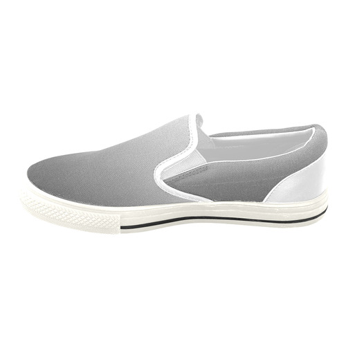 Black Silver and White Ombre Women's Unusual Slip-on Canvas Shoes (Model 019)