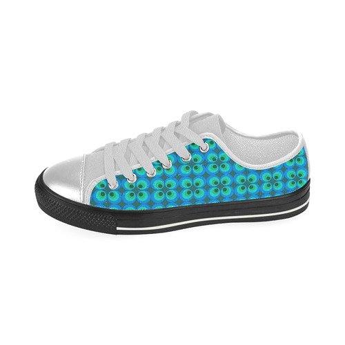 Blue and green retro circles Women's Classic Canvas Shoes (Model 018)