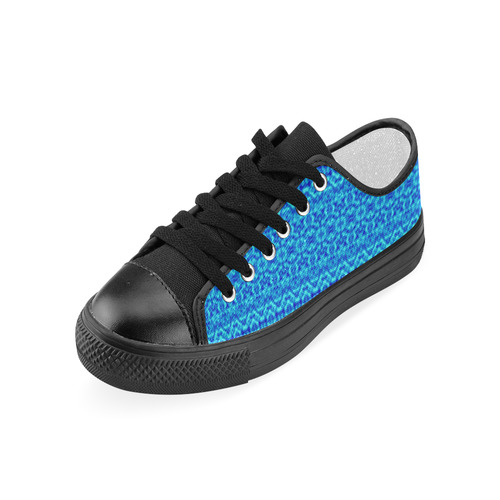 Abstract Blue Damask Women's Classic Canvas Shoes (Model 018)