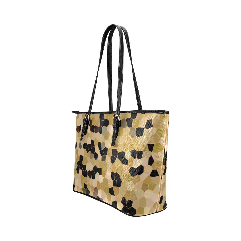 Gold and Black Mosaik Leather Tote Bag/Small (Model 1651)