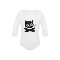 Cute Pirate Kitty Cat With Eye Patch Baby Powder Organic Long Sleeve One Piece (Model T27)