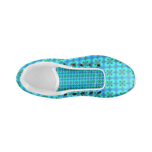 Blue and green retro circles Women’s Running Shoes (Model 020)