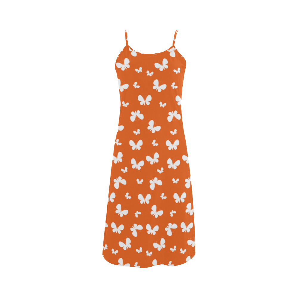 Cute orange Butterflies Alcestis Slip Dress (Model D05)