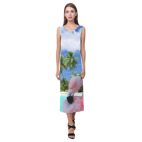 Flamingo and Beach Phaedra Sleeveless Open Fork Long Dress (Model D08)