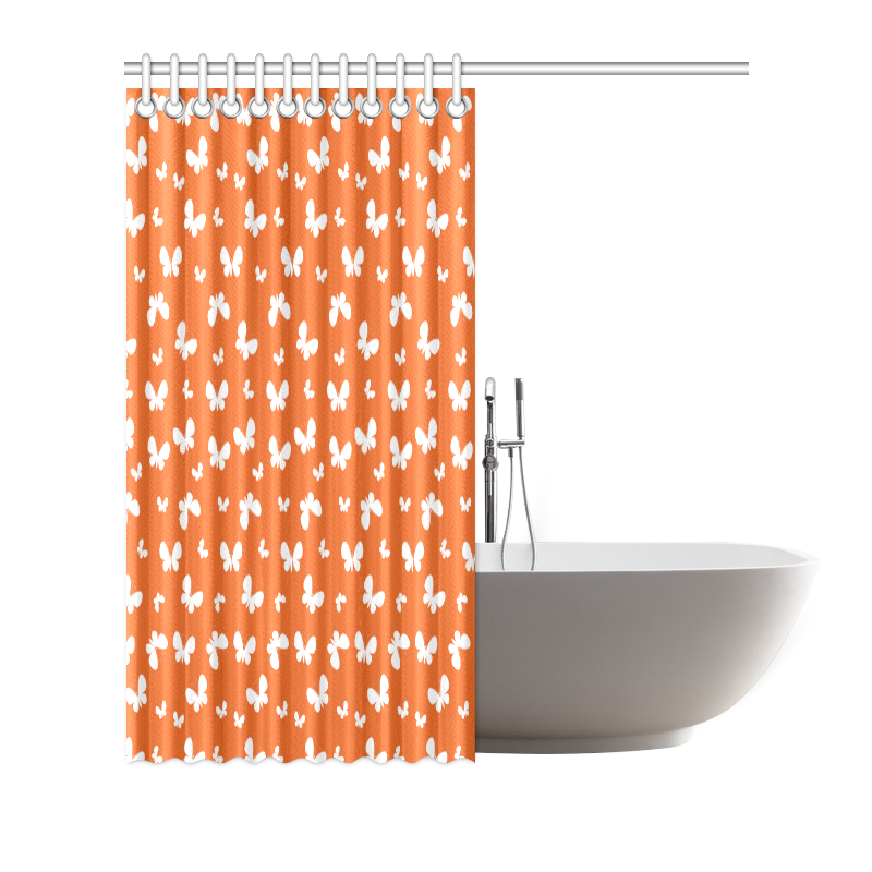 Cute orange Butterflies Shower Curtain 66"x72"