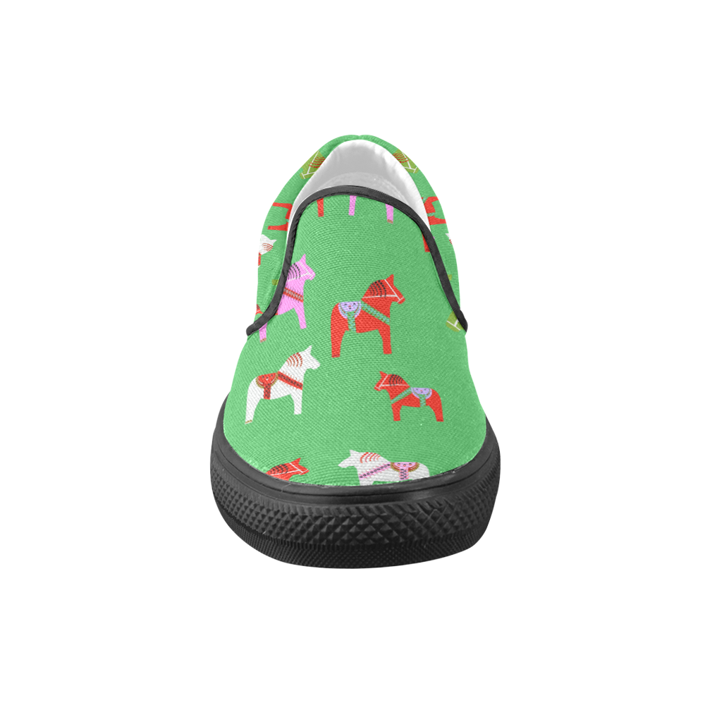 Dala Horses Decorative and Cute Christmas Edition Women's Unusual Slip-on Canvas Shoes (Model 019)