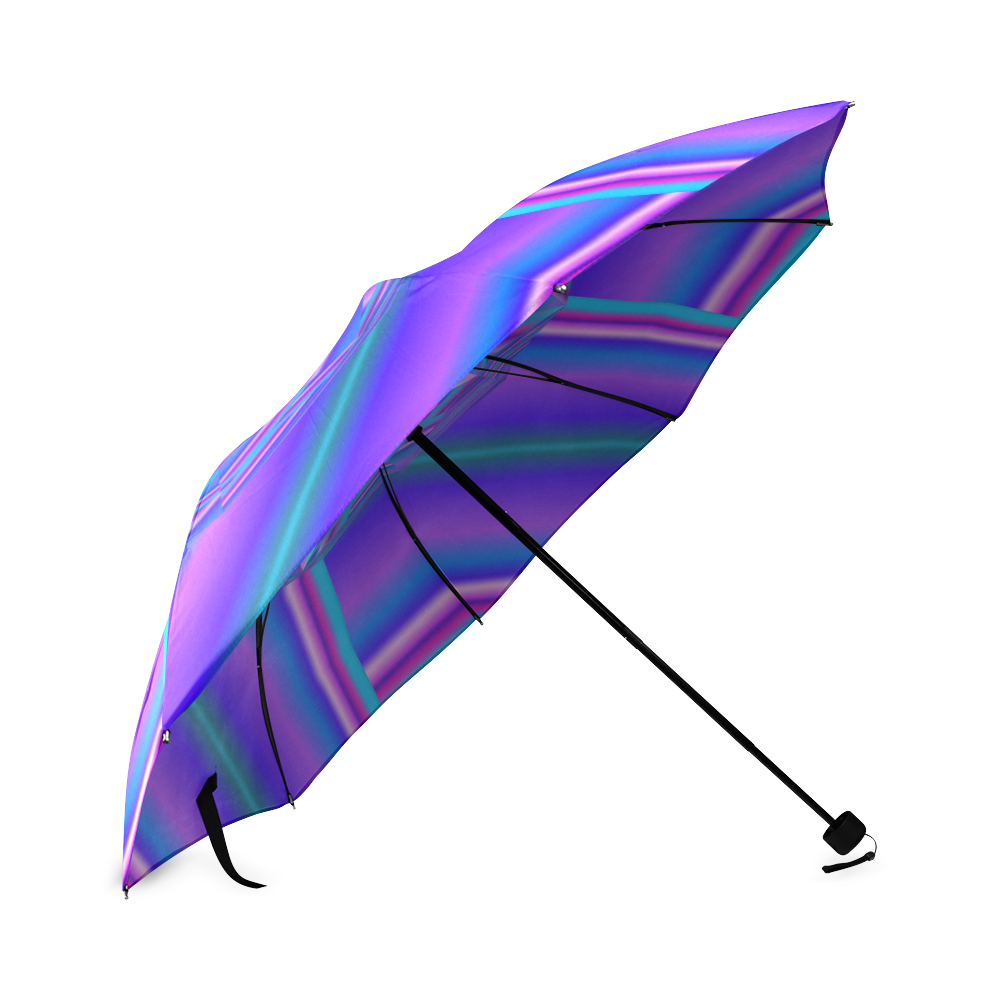 Quilts Blau Lila Streifen Foldable Umbrella (Model U01)