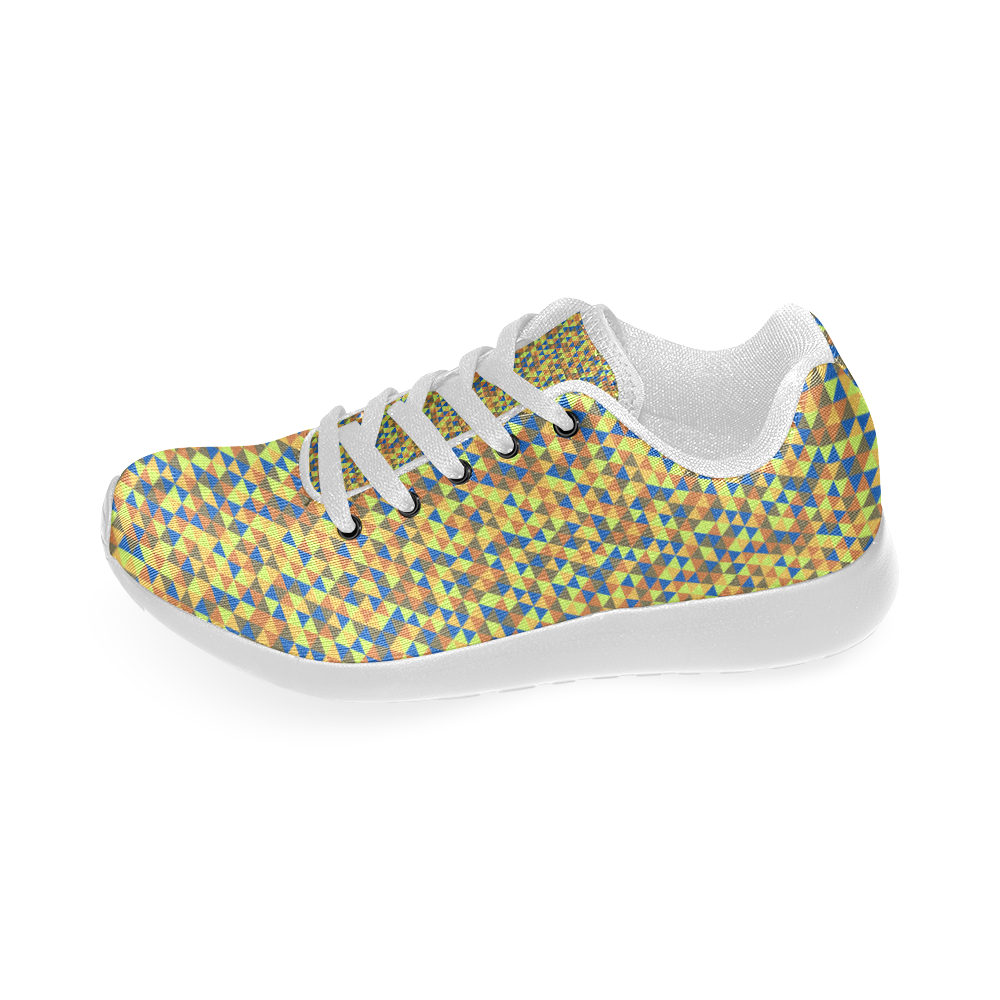 Blue and yellow mini rectangles Women’s Running Shoes (Model 020)