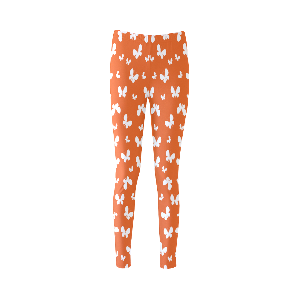 Cute orange Butterflies Cassandra Women's Leggings (Model L01)