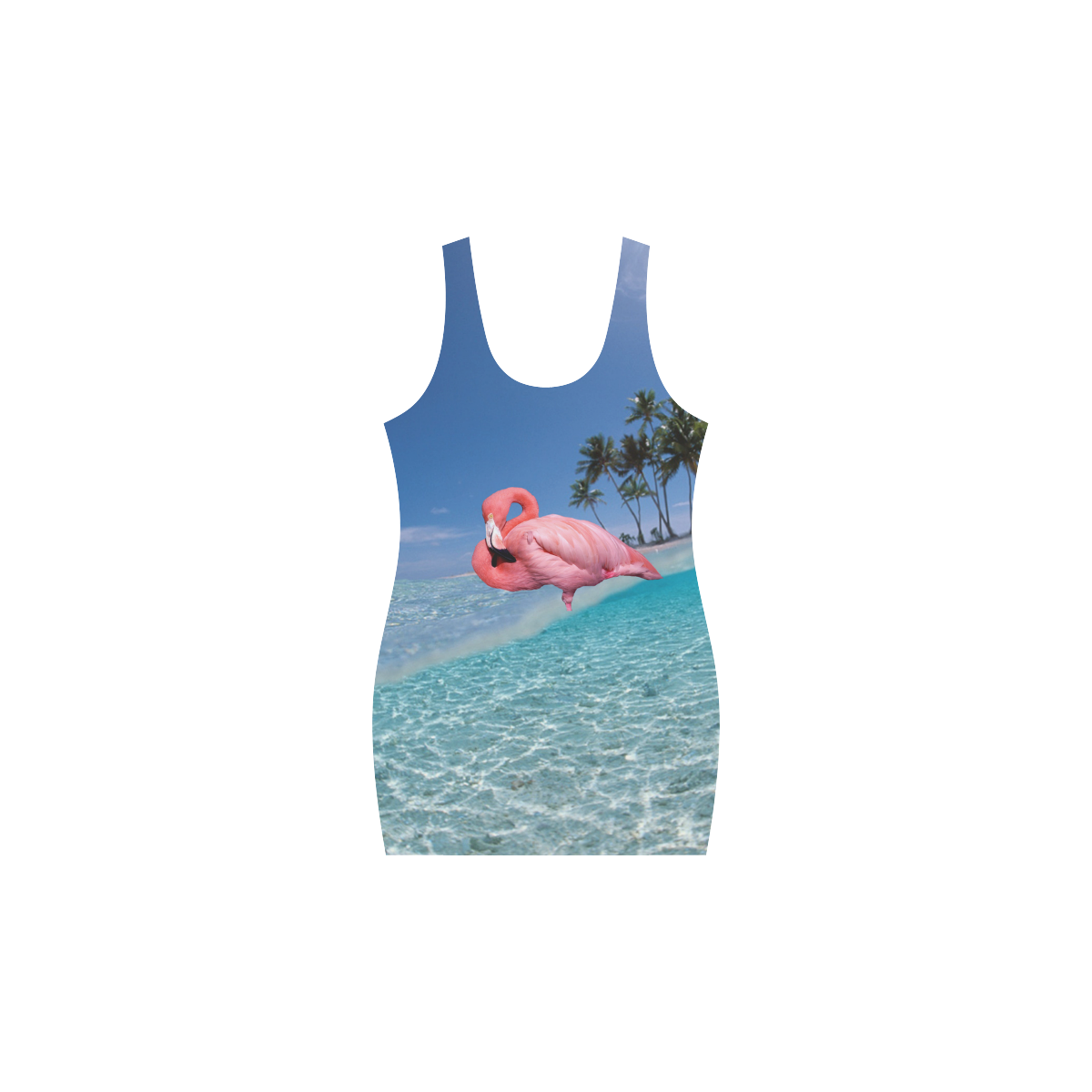 Flamingo and Palms Medea Vest Dress (Model D06)