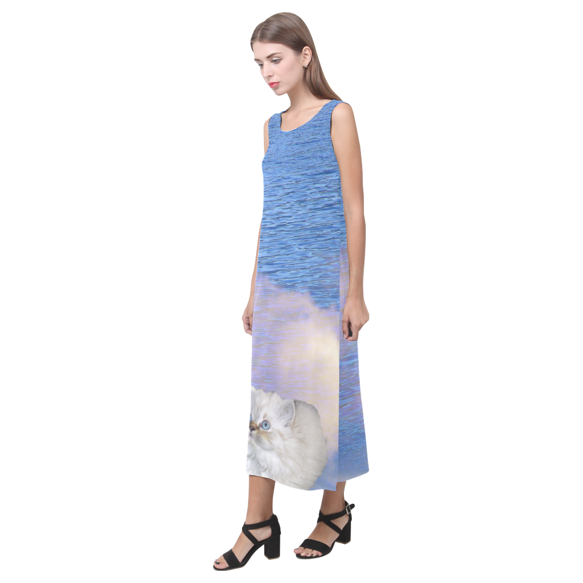 Cat and Water Phaedra Sleeveless Open Fork Long Dress (Model D08)