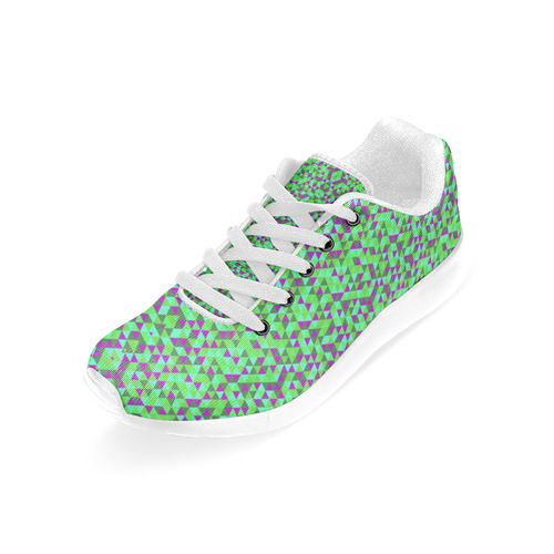 Fucsia and green mini rectangles Women’s Running Shoes (Model 020)