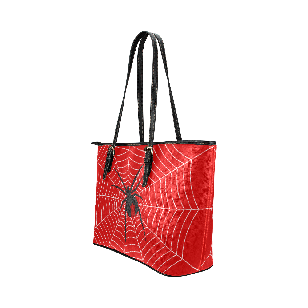 Red back spider - poison dangerous hunter Leather Tote Bag/Large (Model 1651)