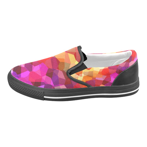 Geometric Fall Pattern Men's Slip-on Canvas Shoes (Model 019)