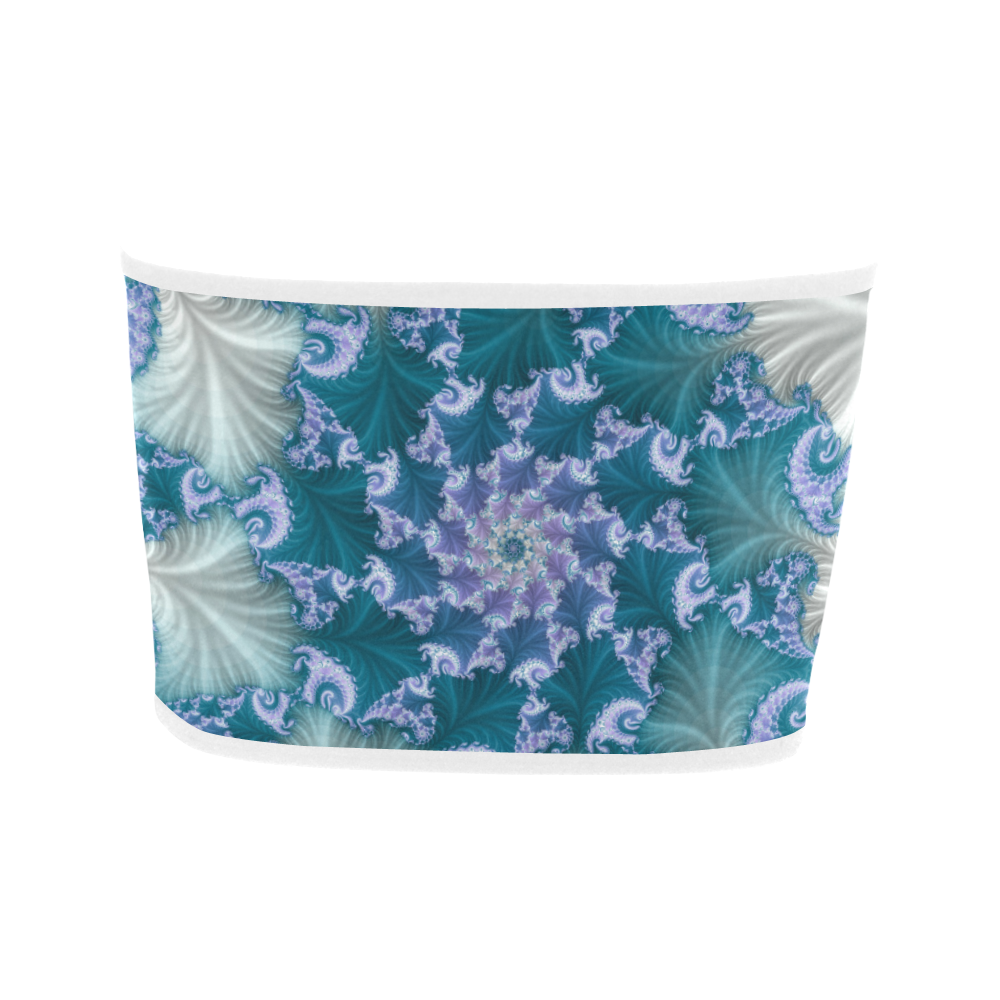 Floral spiral in soft blue on flowing fabric Bandeau Top