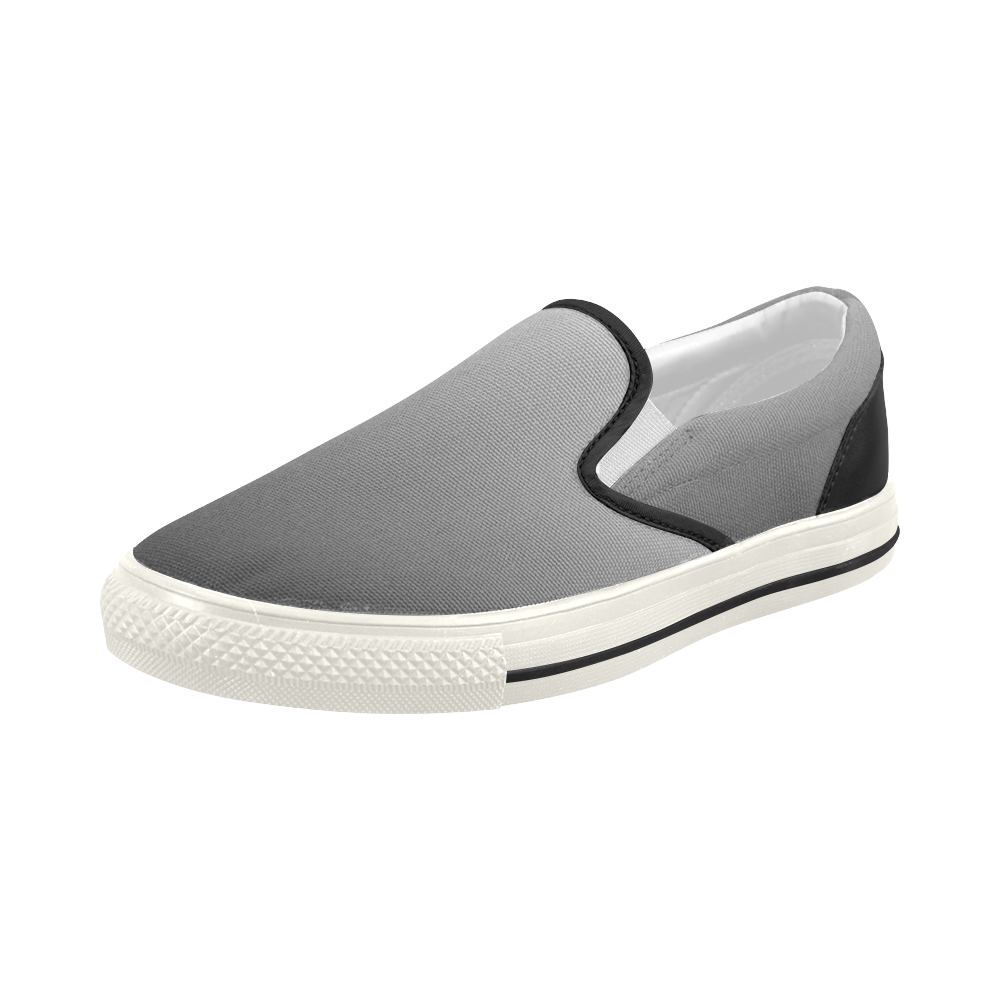 Black Silver and White Ombre Women's Slip-on Canvas Shoes (Model 019)