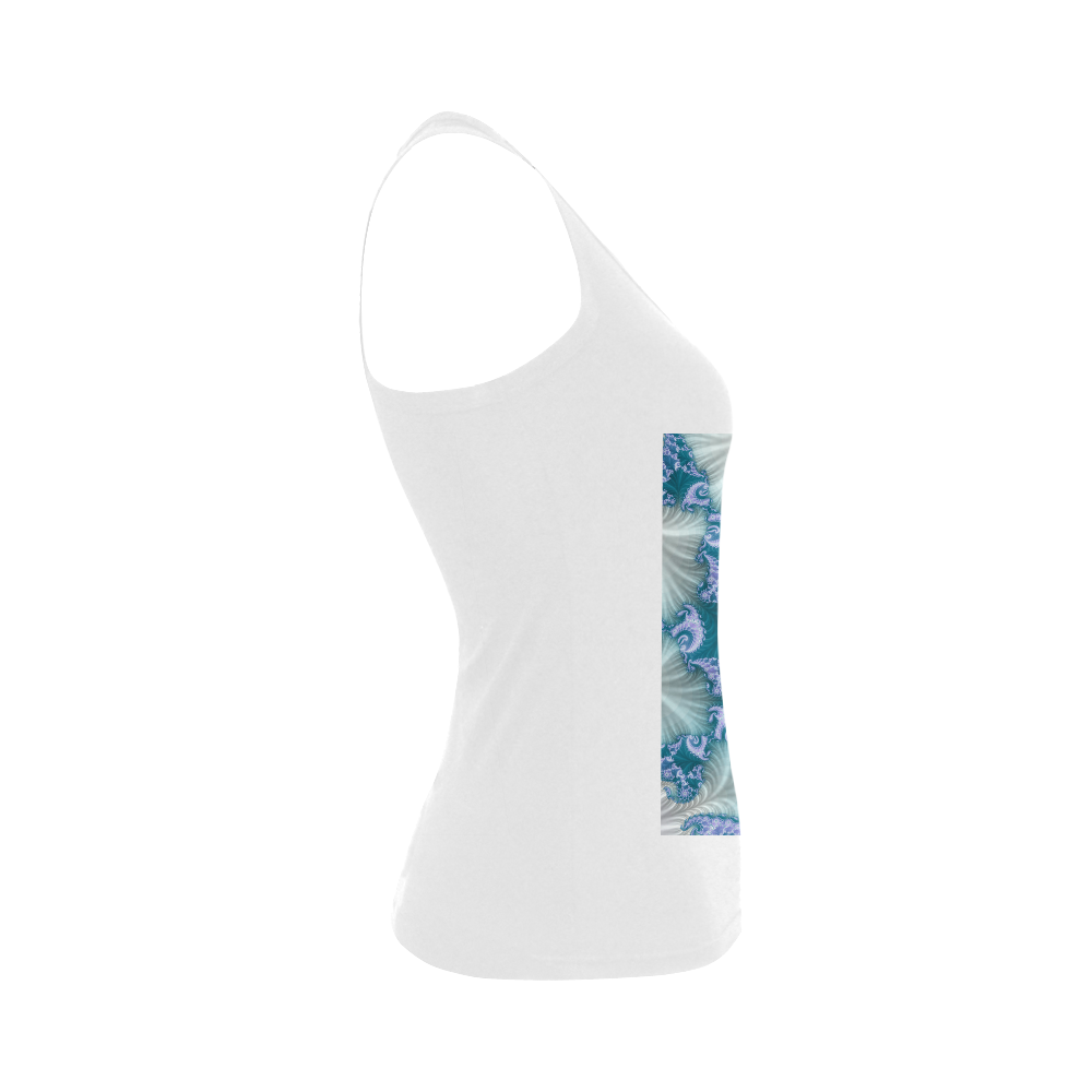 Floral spiral in soft blue on flowing fabric Women's Shoulder-Free Tank Top (Model T35)