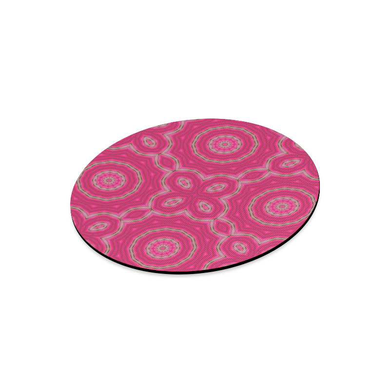 Pink Circles & Ovals Round Mousepad