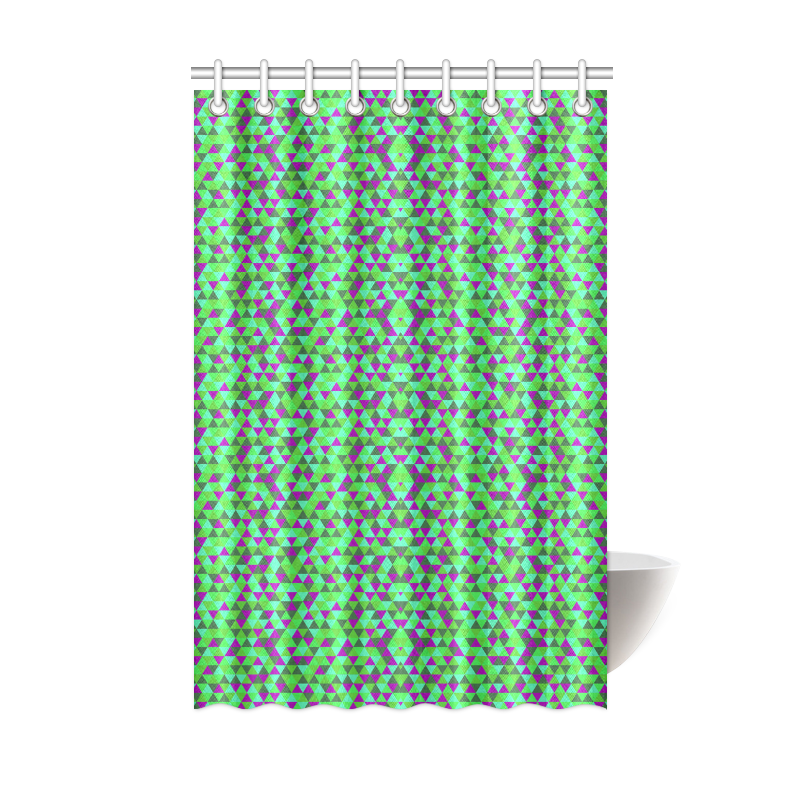 Fucsia and green mini rectangles Shower Curtain 48"x72"