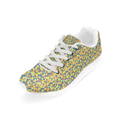 Blue and yellow mini rectangles Women’s Running Shoes (Model 020)